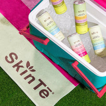 Load image into Gallery viewer, SkinTē Sparkling Teas on SkinTē Branded Beach Towel